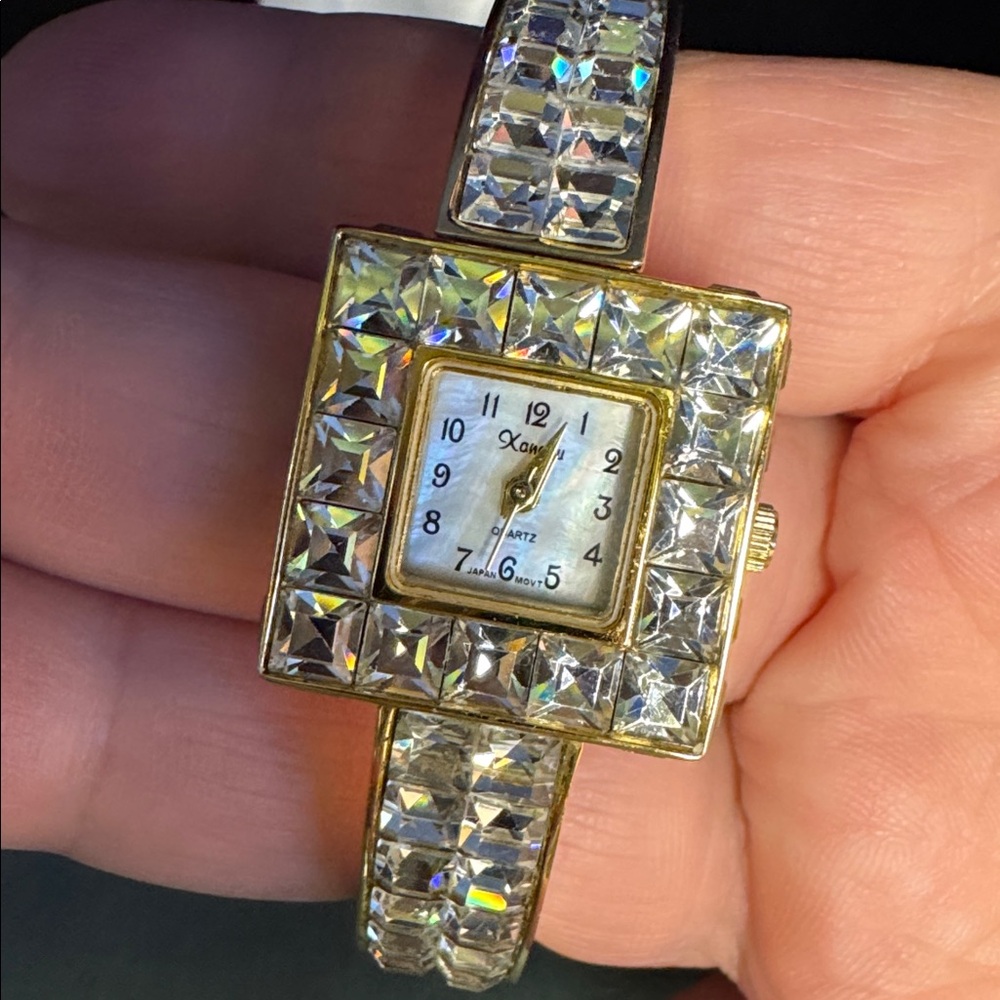 Dazzling Xanadu Gold and Rhinestone Bracelet Watch